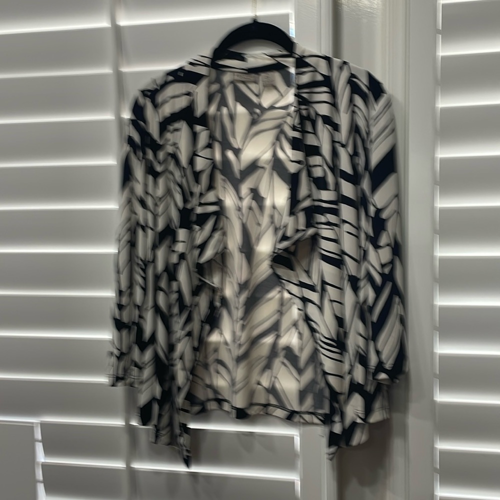 Chico’s Easywear, size 2(12/14) black/white jacket.